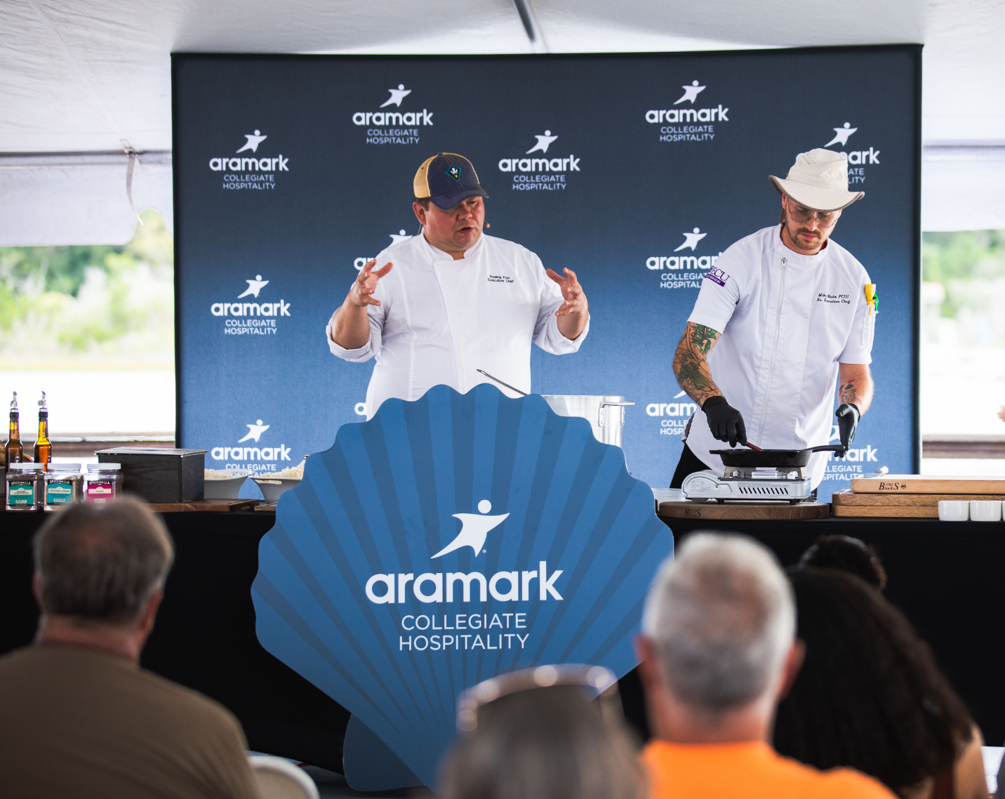 Chefs from Aramark Collegiate Hospitality participate in the North Carolina Seafood Festival.